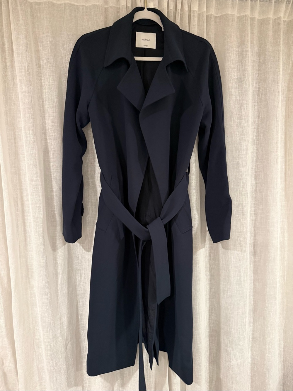 Aritzia Wilfred Splendor Trench Coat Navy